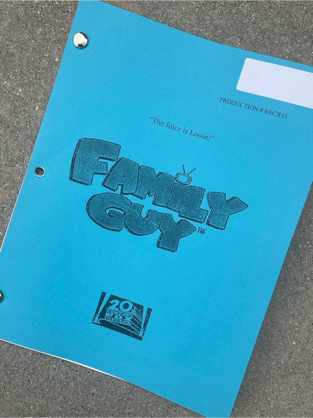 Family Guy 2007 Production Used Table Script Juice Is Loose OJ SIMPSON EPISODE!